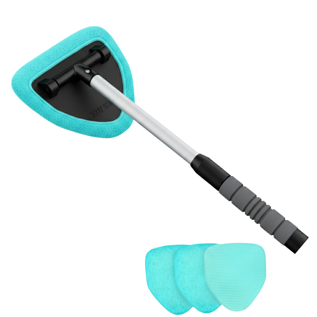 Windshield Cleaner Tool Kit, Extendable Handle, 4 Microfiber Pads