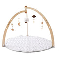 Wooden Baby Activity Play Mat with 6 Hanging Toys and Foldable Frame