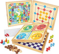 Wooden Board Game Set - 6 Classic Games & 50 Rules