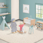 Wooden Dollhouse Furniture Set, 36pcs with 4 Dolls & Working Parts