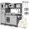 Wooden Kids Kitchen with LED, Microwave, Fridge, Accessories and Oven