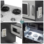 Wooden Kids Kitchen with LED, Microwave, Fridge, Accessories and Oven