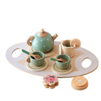 Wooden Kitchen and Tea Playset with Realistic Accessories