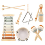 Wooden Musical Toy Set Xylophone, Drum & More for Kids 3-5
