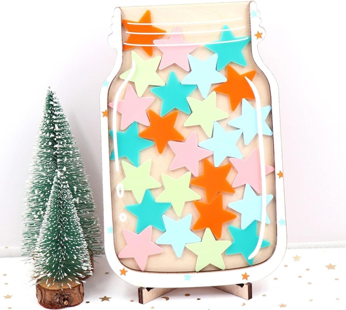 Wooden Reward Jar with Acrylic Glass for Task Tracking and Motivation